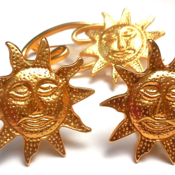 Vintage Jewelry Set Sun Brooch and Cilp-on Earrings accessories gifts - Picture 7 of 9